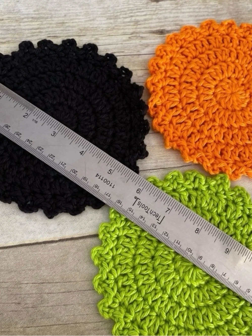Bundle of 4 Crochet Doily 10 1/2 Inches & 5 1/2 inches Halloween Colors
